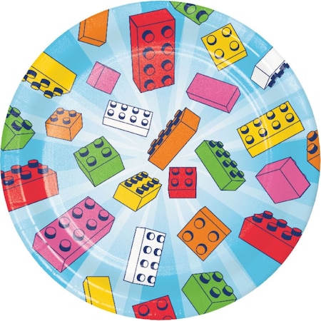 Creative Converting Block Bash Toy Blocks Dessert Plates, 96PK 372559